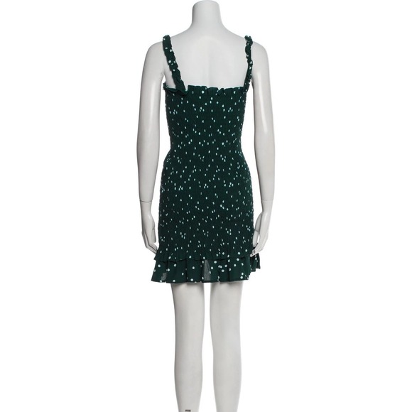 Faithfull the Brand Del Mar Dress Linnea Dot Green Resort Smocked Mini Dress 4 S - Picture 4 of 10
